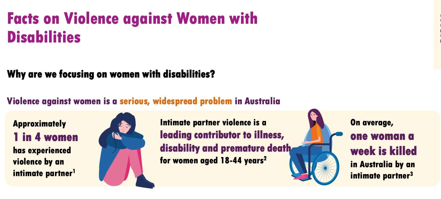 A part of the document with the heading 'violence against women with disabilities' at the top