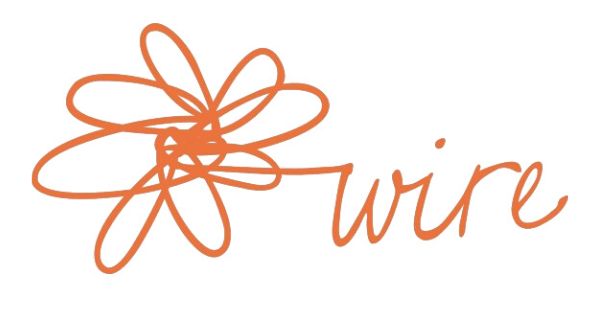WIRE logo. An orange scribble on the left, scrawling into the word "WIRE" on the right.