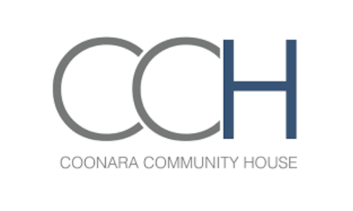 Coonara Community House logo. Bue and grey text on white.