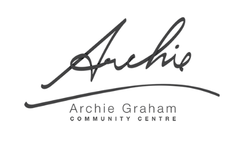 Archie Graham Community Centre Logo. Black flowing text on white.