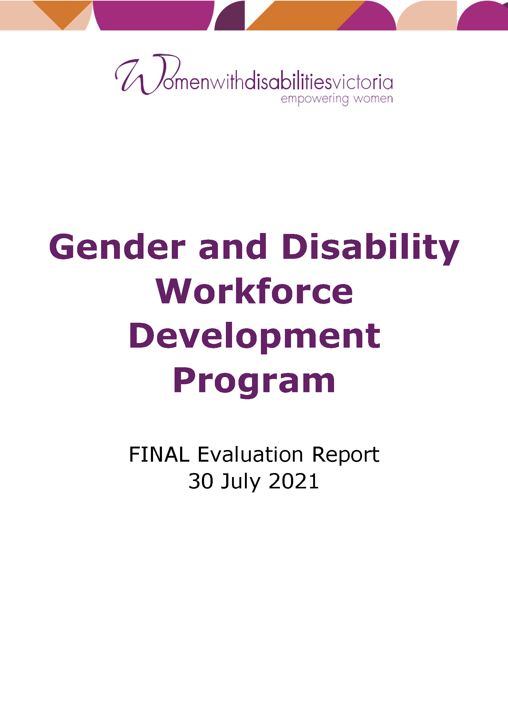 Cover of Gender and Disability Workforce Development Program