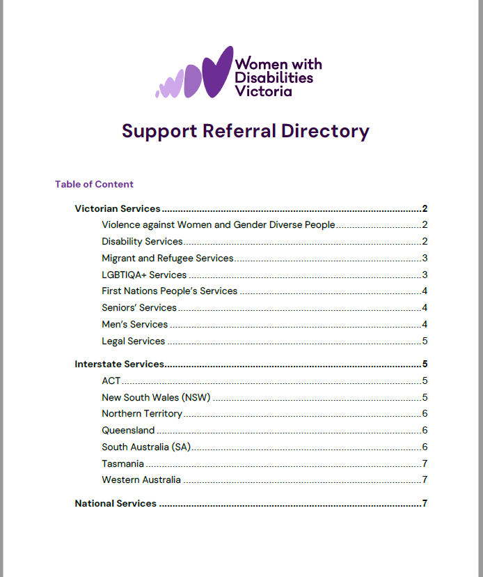 Front page of the directory - with WDV logo