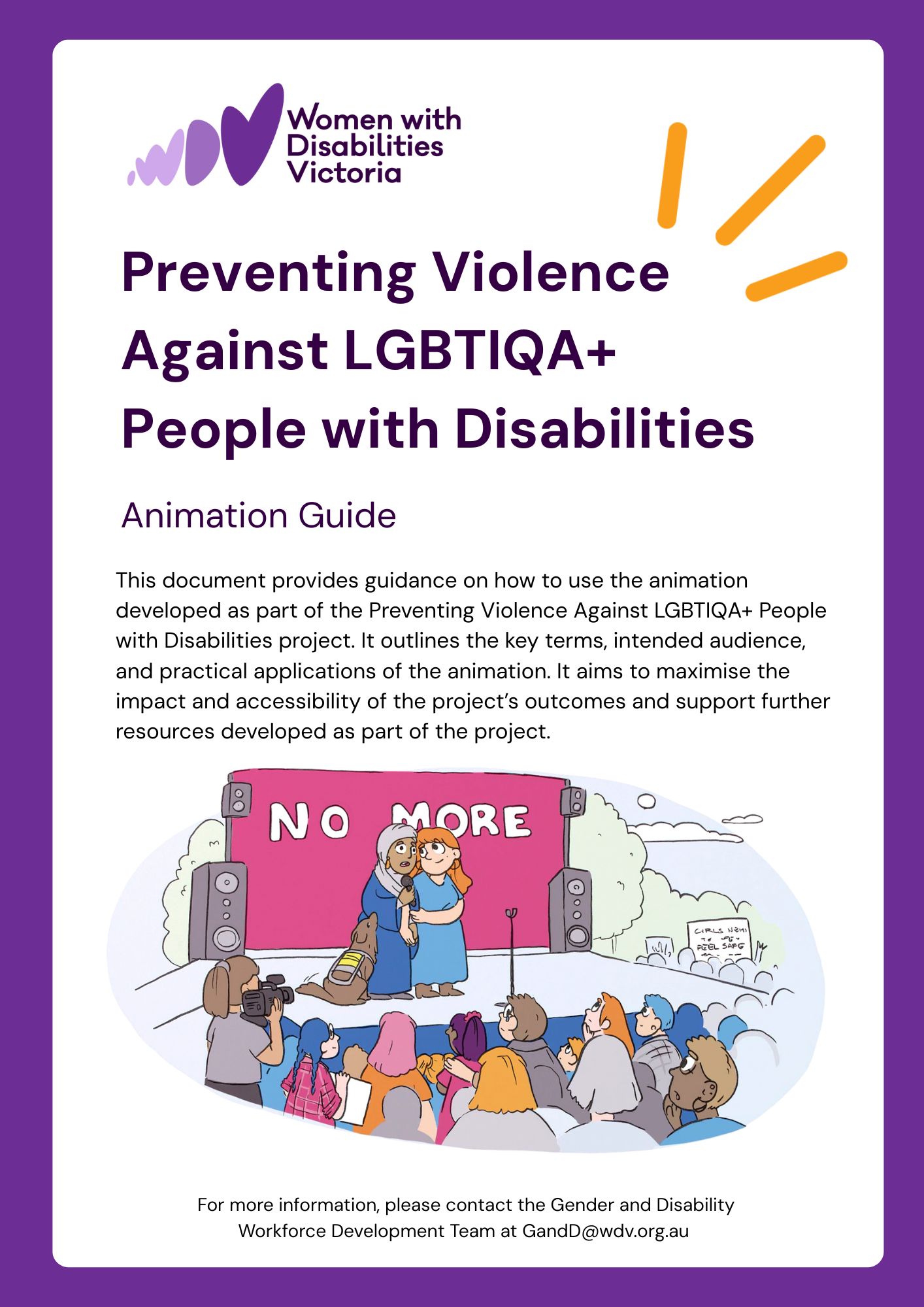 First page of Preventing Violence Against LGBTIQA+ People with Disabilities Animation Guide